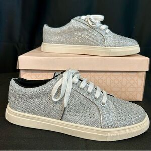 Jewel Badgley Mischka Silver Glitter Women's Sneakers
